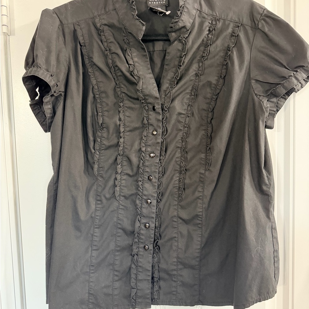 George Women's Black Ruffle Detail Blouse